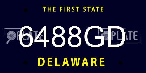 6488GD Delaware License Plate