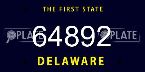64892 Delaware License Plate