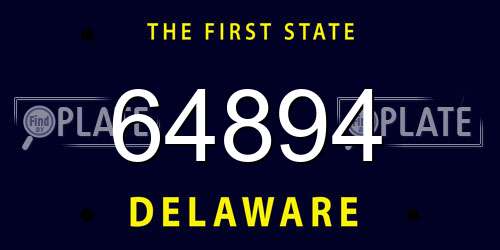 64894 Delaware License Plate
