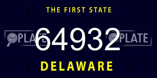 64932 Delaware License Plate