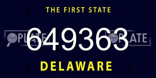 649363 Delaware License Plate