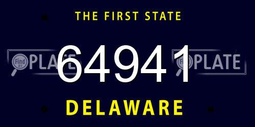 64941 Delaware License Plate
