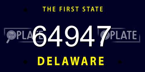 64947 Delaware License Plate