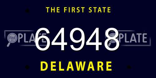 64948 Delaware License Plate