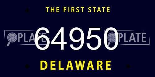 64950 Delaware License Plate