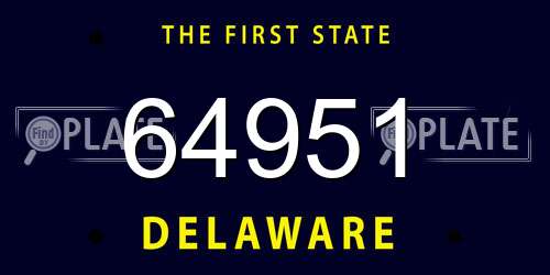64951 Delaware License Plate