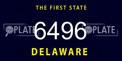6496 Delaware License Plate