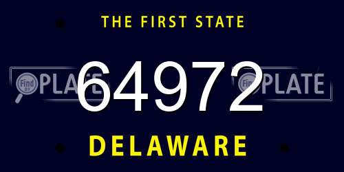 64972 Delaware License Plate