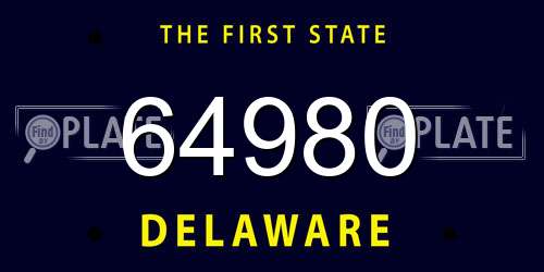 64980 Delaware License Plate