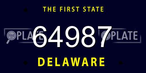 64987 Delaware License Plate