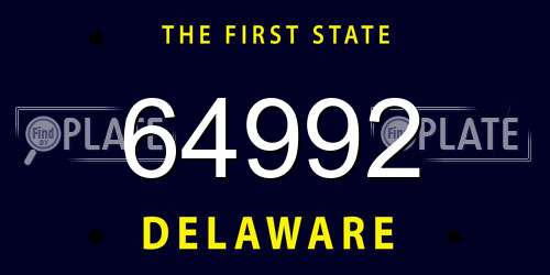 64992 Delaware License Plate