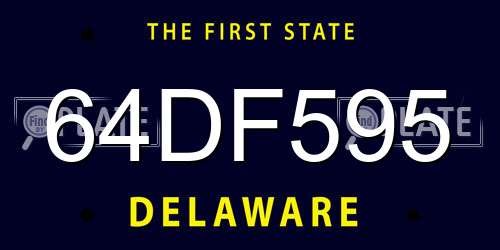 64DF595 Delaware License Plate