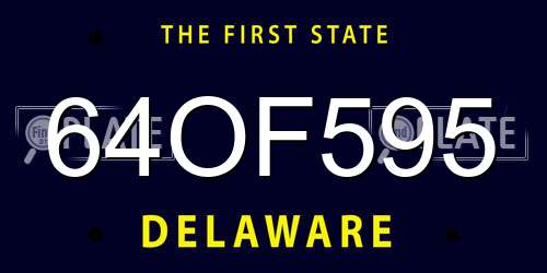 64OF595 Delaware License Plate
