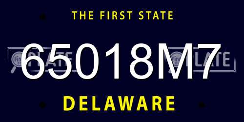 65018M7 Delaware License Plate