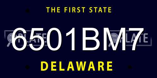 6501BM7 Delaware License Plate