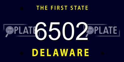 6502 Delaware License Plate
