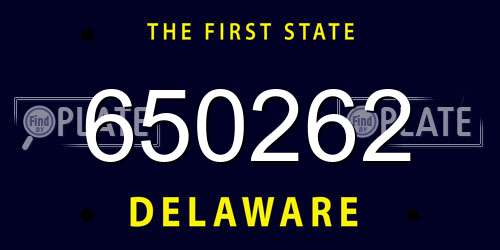 650262 Delaware License Plate