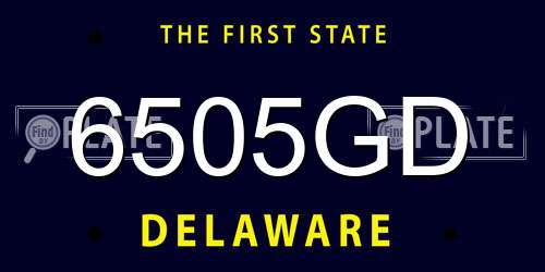 6505GD Delaware License Plate