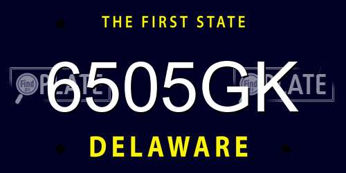 6505GK Delaware License Plate