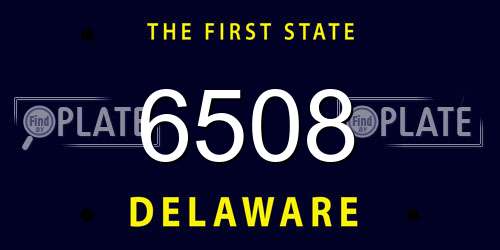 6508 Delaware License Plate