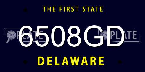 6508GD Delaware License Plate