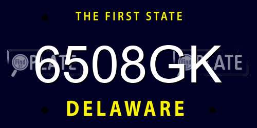 6508GK Delaware License Plate