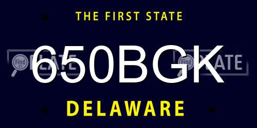 650BGK Delaware License Plate