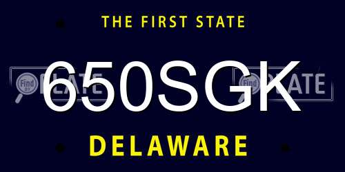 650SGK Delaware License Plate