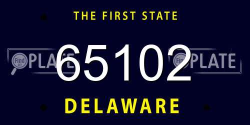 65102 Delaware License Plate