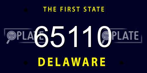 65110 Delaware License Plate