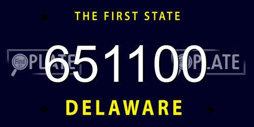 651100 Delaware License Plate