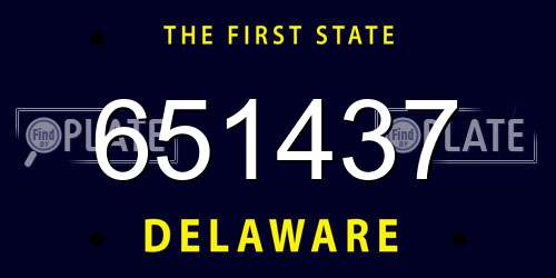 651437 Delaware License Plate