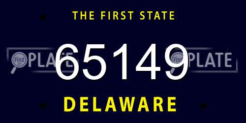 65149 Delaware License Plate