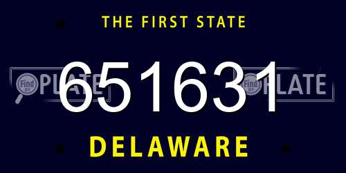 651631 Delaware License Plate
