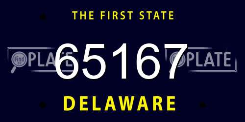 65167 Delaware License Plate