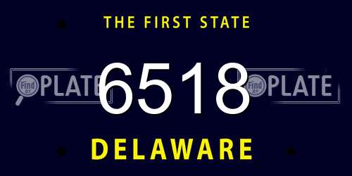 6518 Delaware License Plate