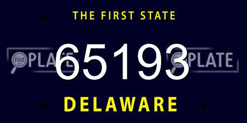 65193 Delaware License Plate