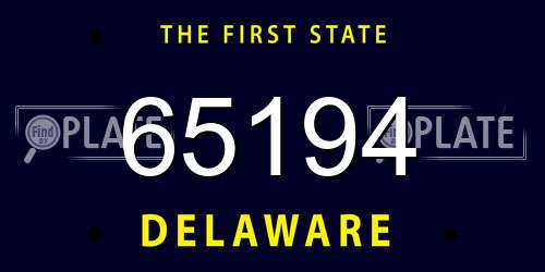 65194 Delaware License Plate