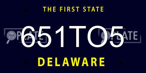 651TO5 Delaware License Plate