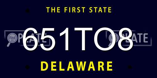651TO8 Delaware License Plate