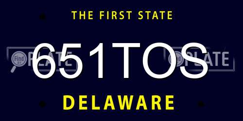 651TOS Delaware License Plate