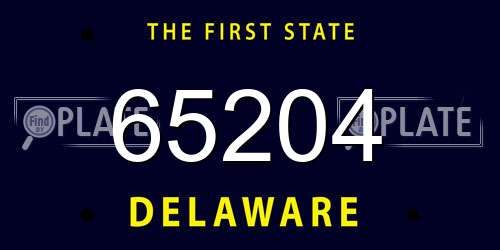 65204 Delaware License Plate