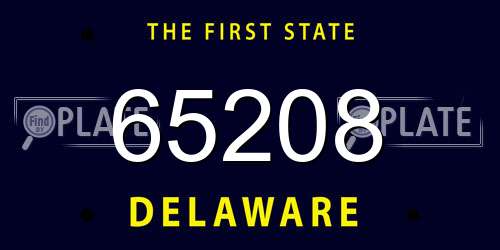 65208 Delaware License Plate