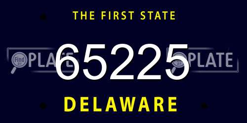 65225 Delaware License Plate