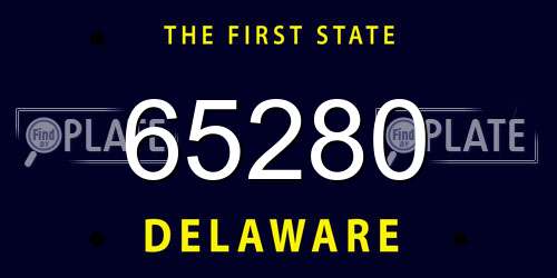 65280 Delaware License Plate