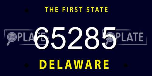 65285 Delaware License Plate