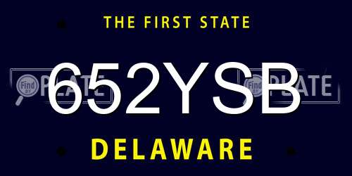 652YSB Delaware License Plate