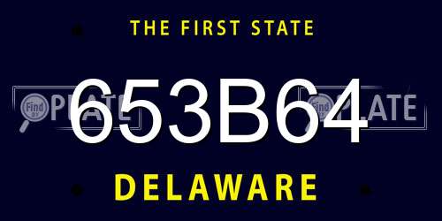 653B64 Delaware License Plate