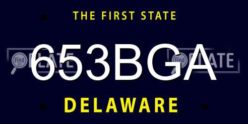 653BGA Delaware License Plate