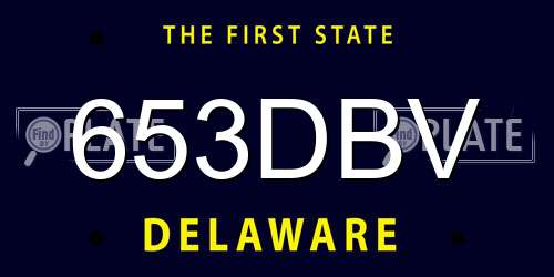 653DBV Delaware License Plate